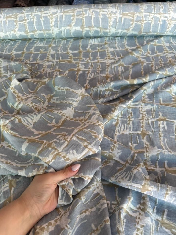 Ayrobin Kumaş Modal Desenli Mavi Renk