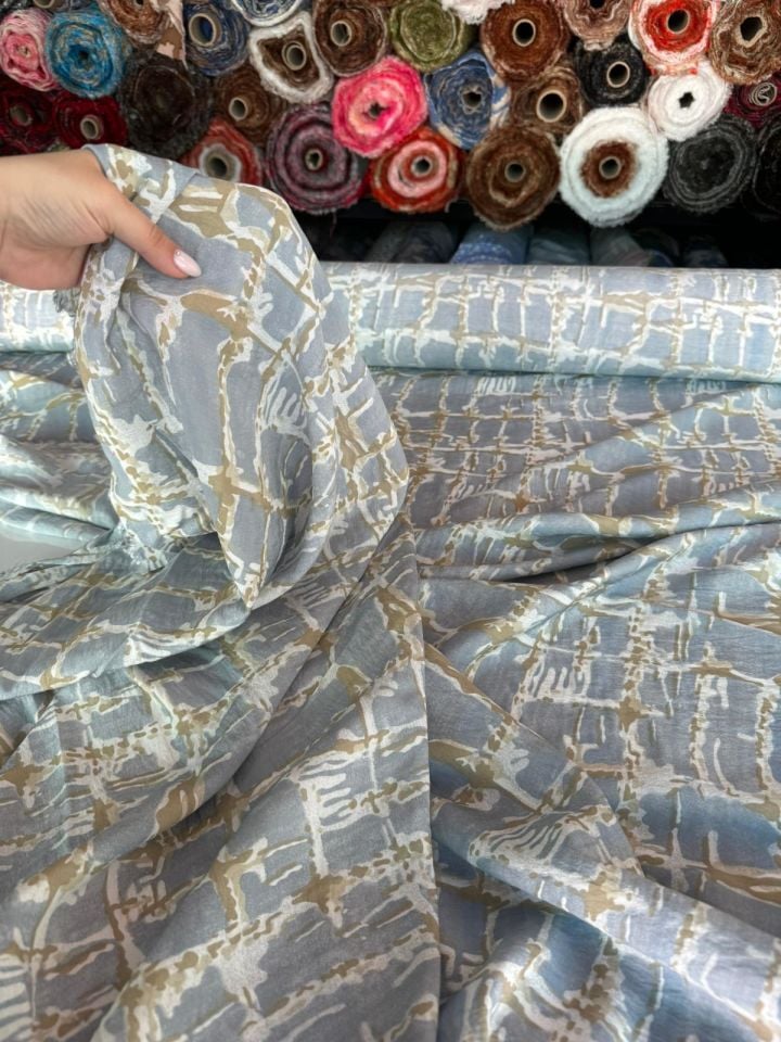 Ayrobin Kumaş Modal Desenli Mavi Renk