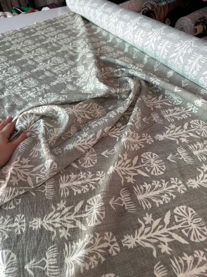 Ayrobin Kumaş Modal Etnik Desenli Çiçek Desenli