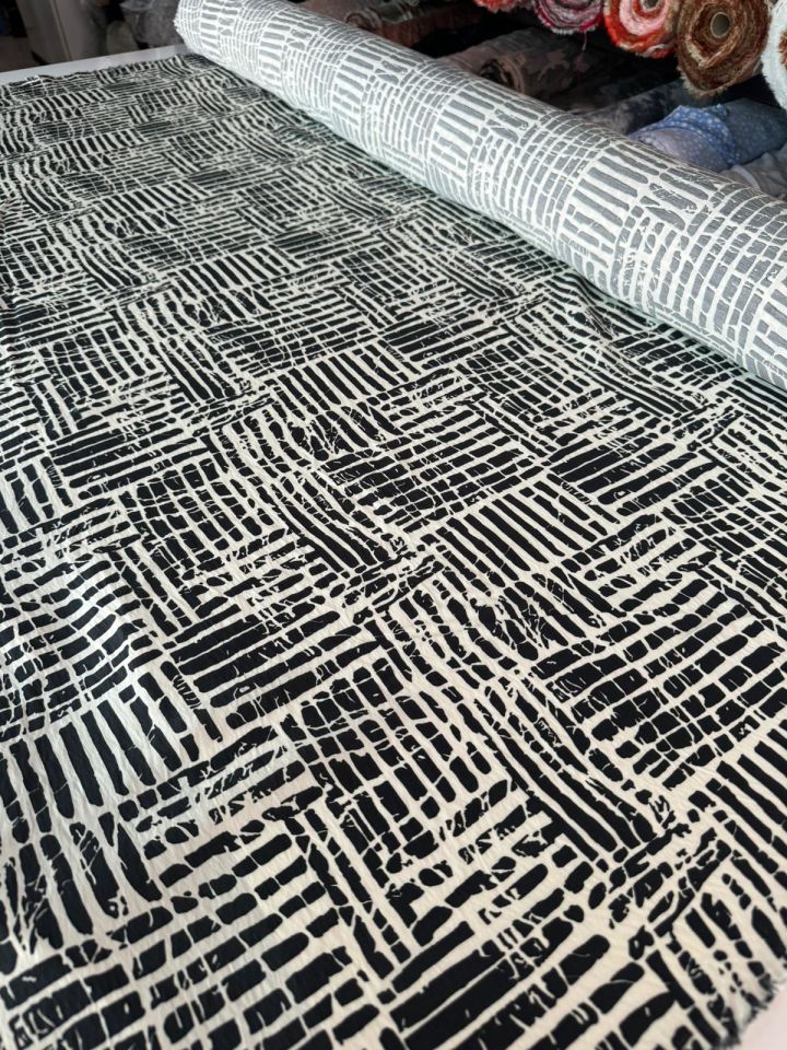 Ayrobin Kumaş Modal Desenli Siyah Renk