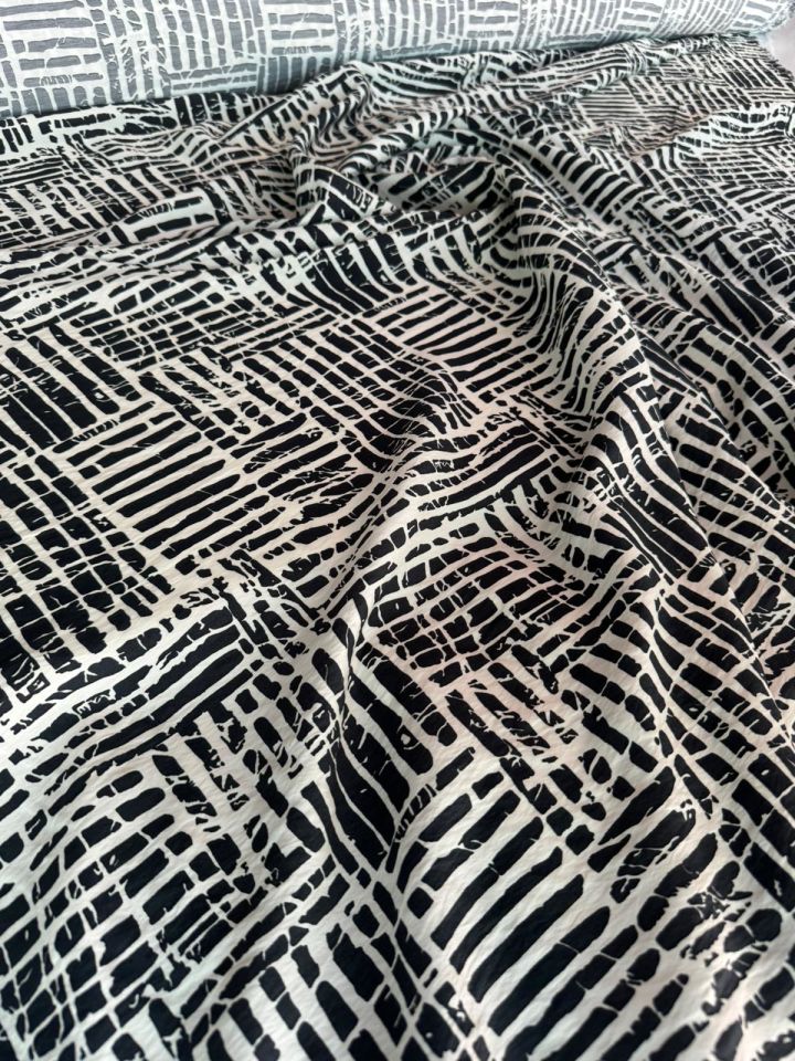 Ayrobin Kumaş Modal Desenli Siyah Renk