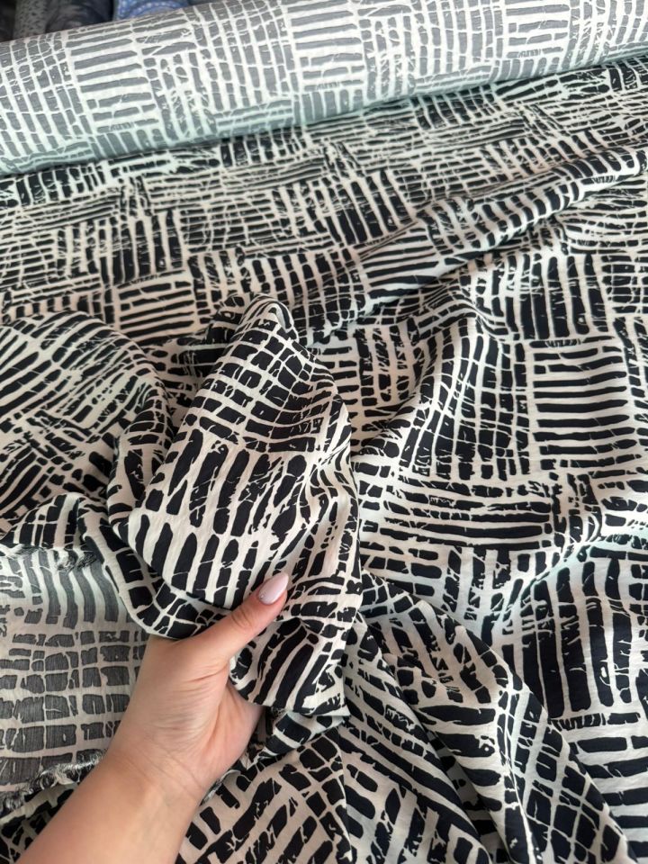 Ayrobin Kumaş Modal Desenli Siyah Renk