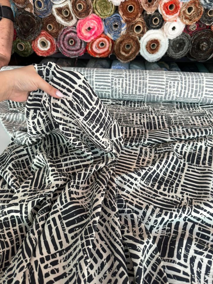 Ayrobin Kumaş Modal Desenli Siyah Renk