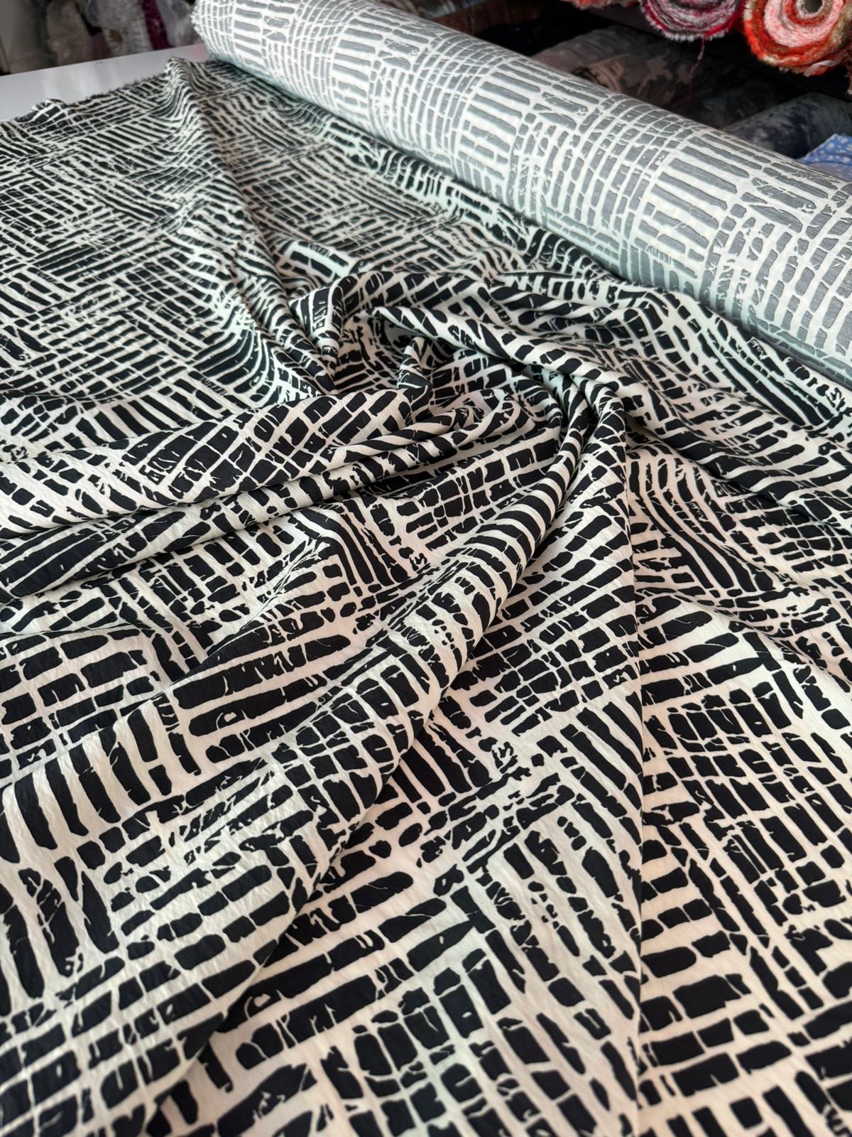 Ayrobin Kumaş Modal Desenli Siyah Renk