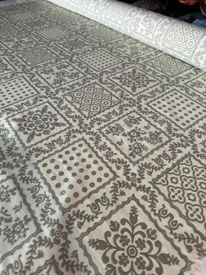 Ayrobin Kumaş Modal Etnik Desenli Vizon Renk Çiçekli