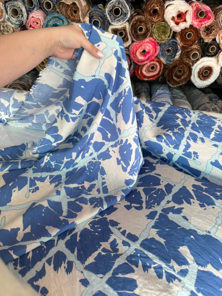 Ayrobin Kumaş Modal Desenli Mavi Renk