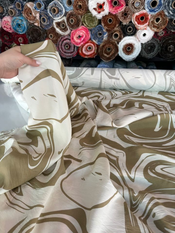 Ayrobin Kumaş Modal Desenli Yağ Yeşili Renk