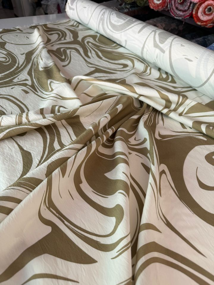 Ayrobin Kumaş Modal Desenli Yağ Yeşili Renk