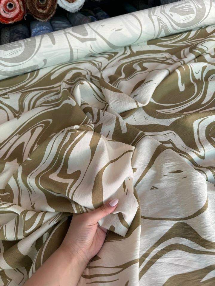 Ayrobin Kumaş Modal Desenli Yağ Yeşili Renk