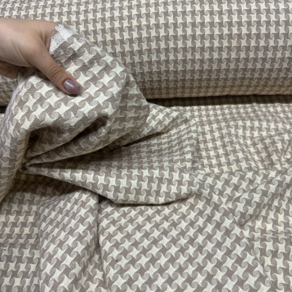 Kazayağı Desen Tüvit Kumaş Bej Renk