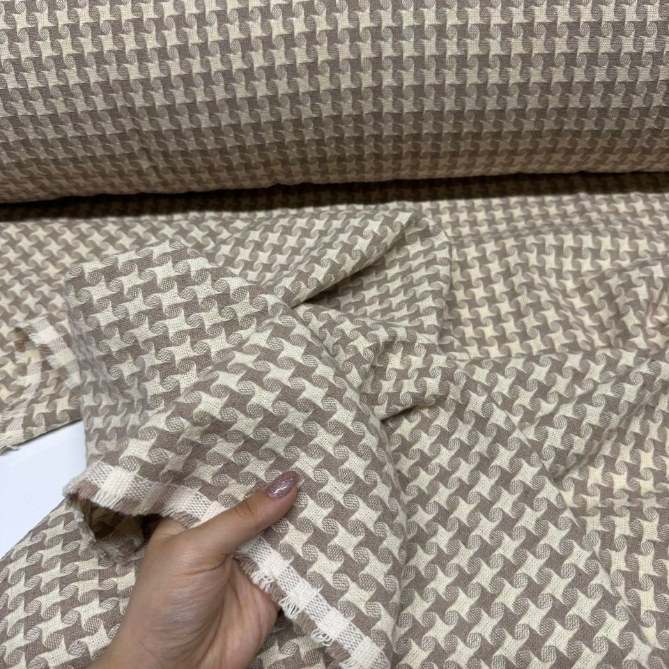 Kazayağı Desen Tüvit Kumaş Bej Renk