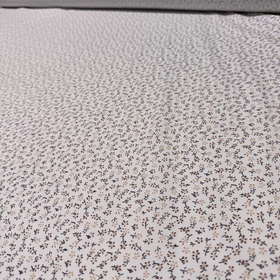 Poplin Kumaş Çiçekli Emprime Desenli Çift En