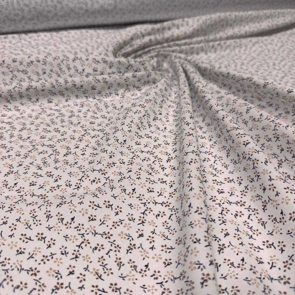 Poplin Kumaş Çiçekli Emprime Desenli Çift En