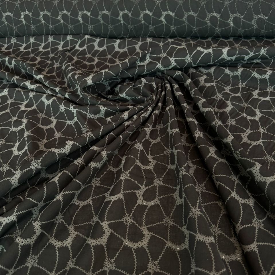 Vual Kumaş %100 Pamuk Yakma Kumaş Siyah Renk Baskılı