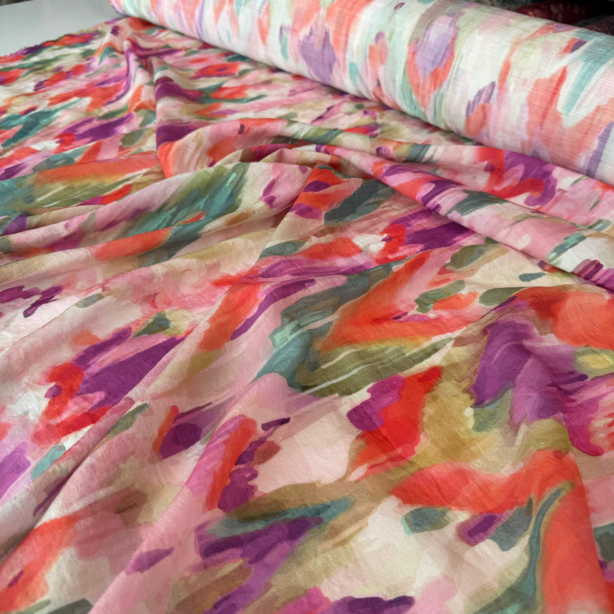 Mango Şifon Kumaş Desenli Renkli