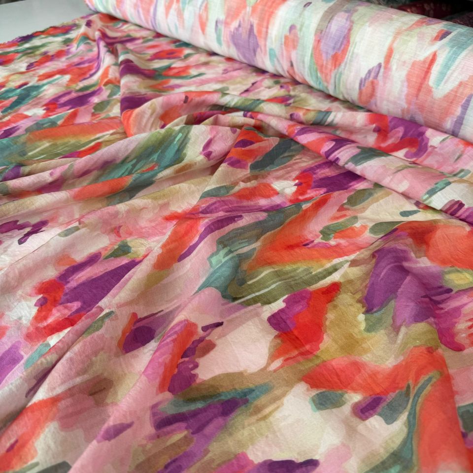 Mango Şifon Kumaş Desenli Renkli