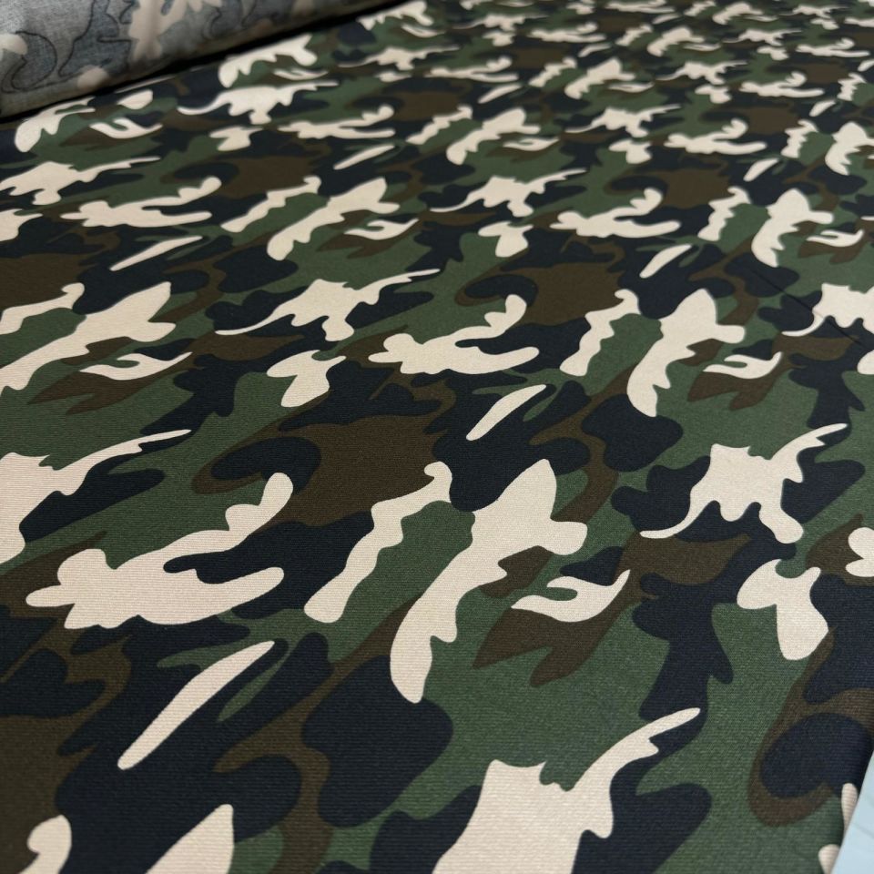 Pamuk Gabardin Kumaş Kamuflaj Desenli Çift En