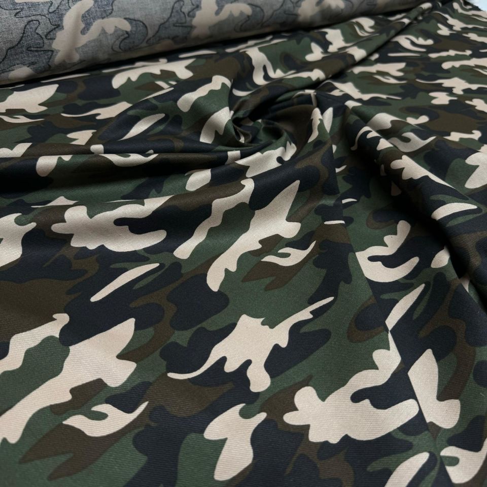 Pamuk Gabardin Kumaş Kamuflaj Desenli Çift En