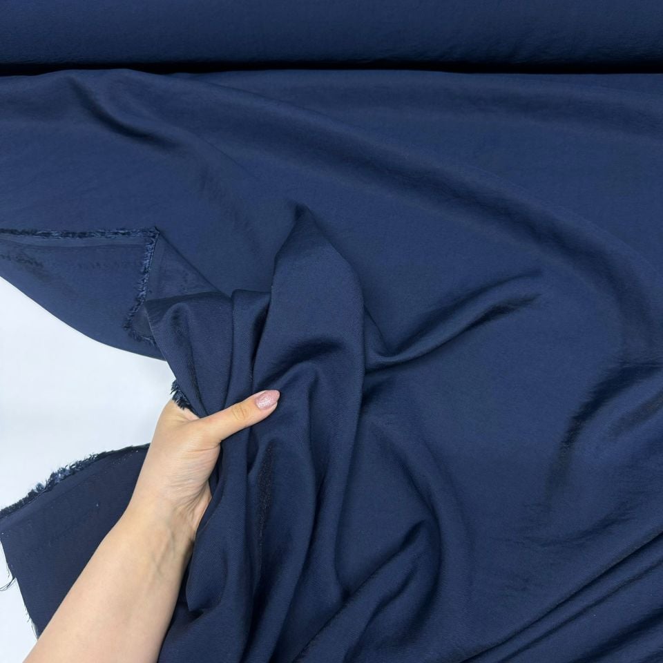 Taşlanmış Cupro Kumaş Lacivert Renk