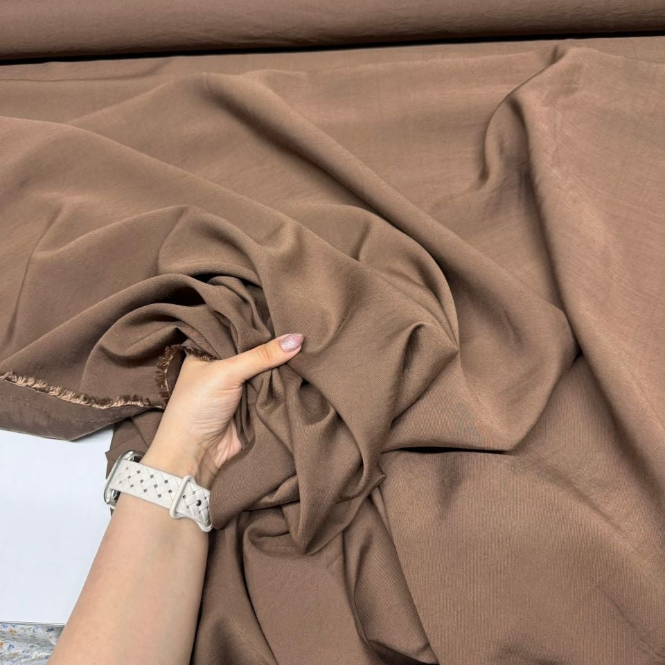 Taşlanmış Cupro Kumaş Kahverengi Renk