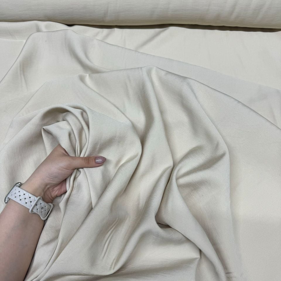 Taşlanmış Cupro Kumaş Açık Bej Renk