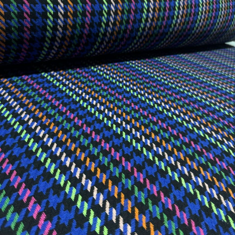 Tüvit Şanel Kumaş Kazayağı Desenli Lacivert Renk