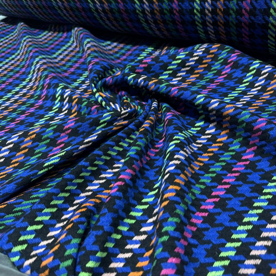 Tüvit Şanel Kumaş Kazayağı Desenli Lacivert Renk