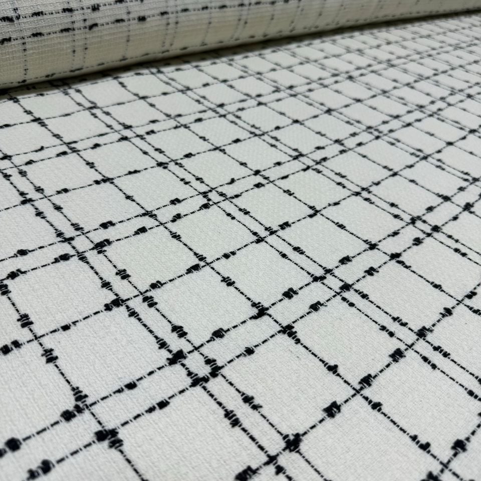 Tüvit Şanel Kumaş Kırık Beyaz/Ekru Renk Klasik Büyük Kareli