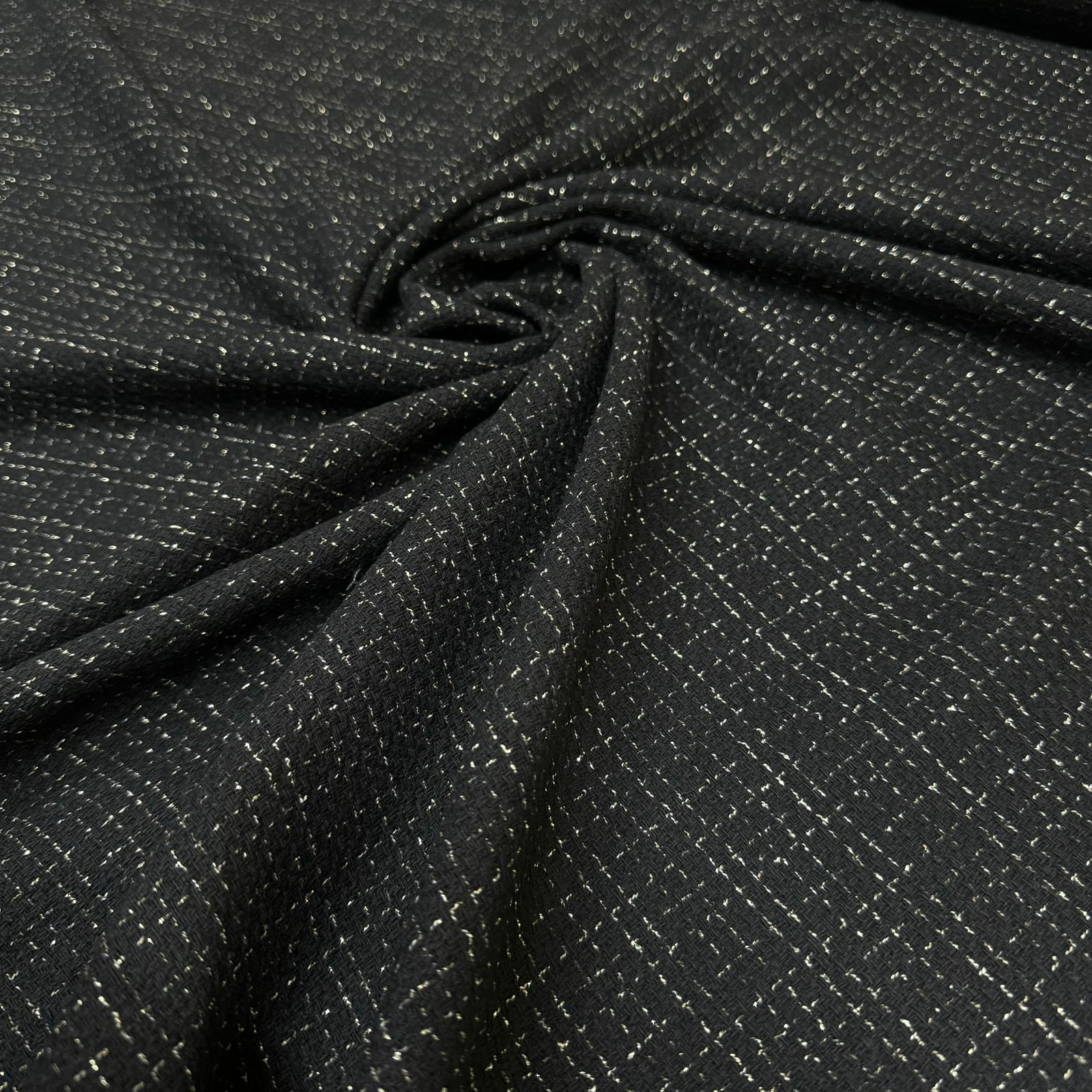 Tüvit Şanel Kumaş Siyah Renk Sim Desenli