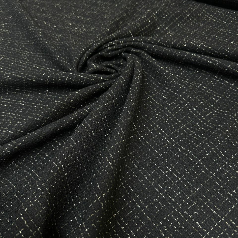 Tüvit Şanel Kumaş Siyah Renk Sim Desenli