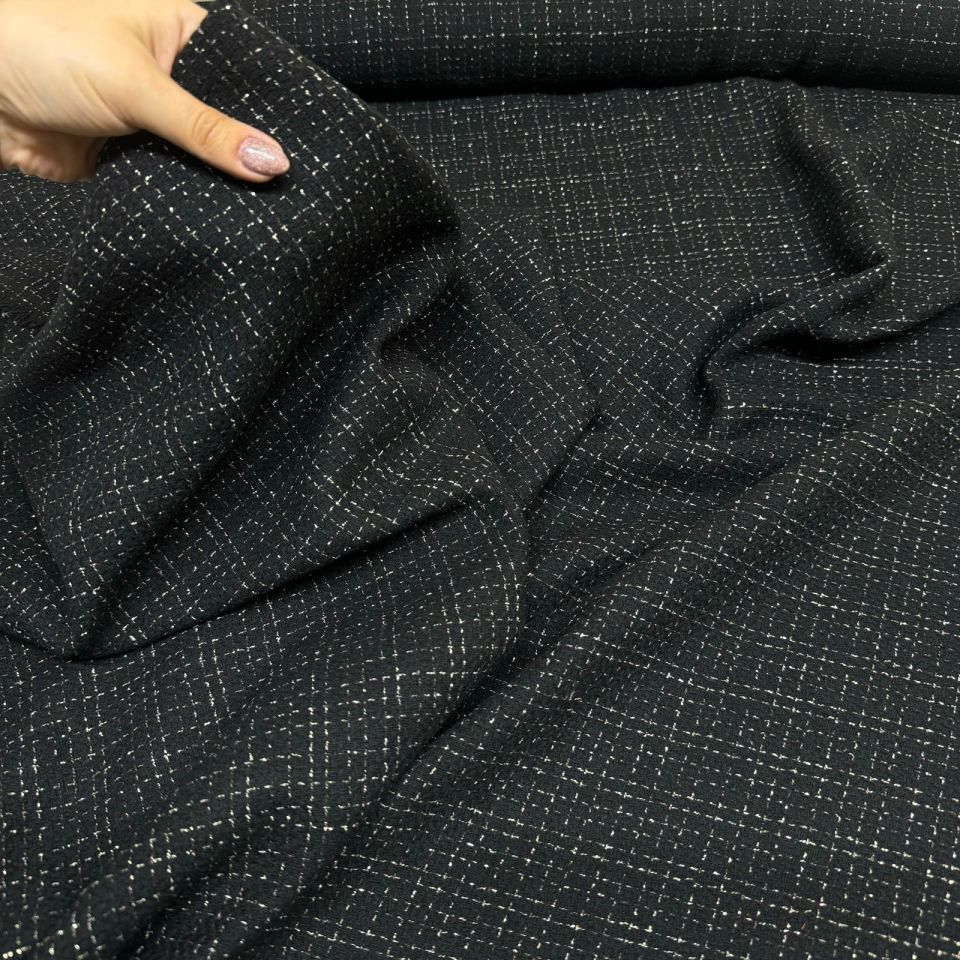 Tüvit Şanel Kumaş Siyah Renk Sim Desenli