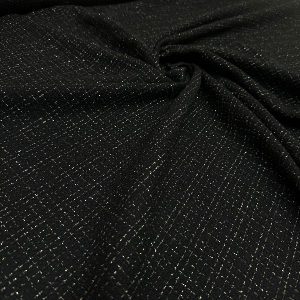 Tüvit Şanel Kumaş Siyah Renk Sim Desenli