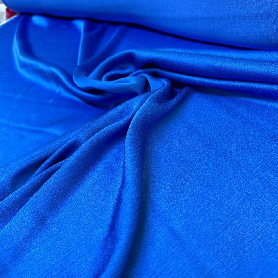 Pamuk Saten Viskon Kumaş Çift En Parlak Saks Mavisi