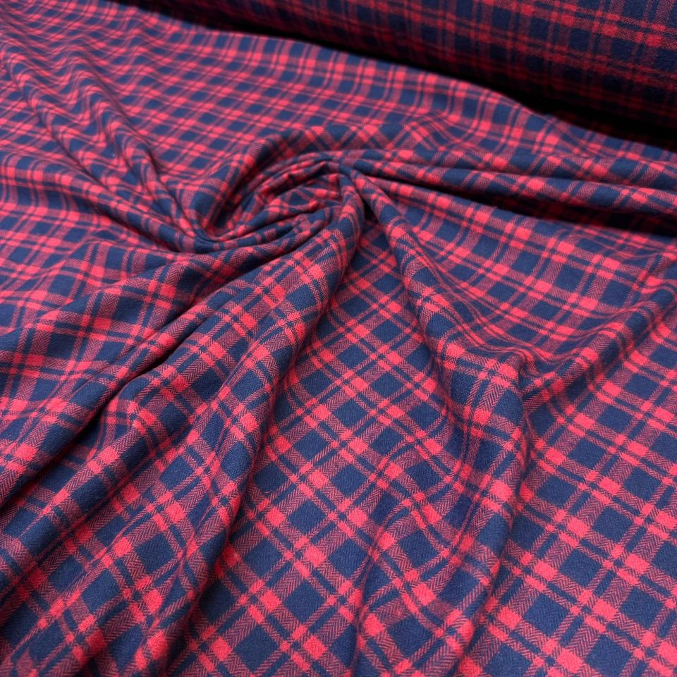 Kaşmir Kumaş Oduncu Desen Ekoseli Bordo Renkli Çift En