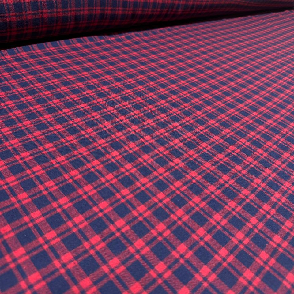 Kaşmir Kumaş Oduncu Desen Ekoseli Bordo Renkli Çift En