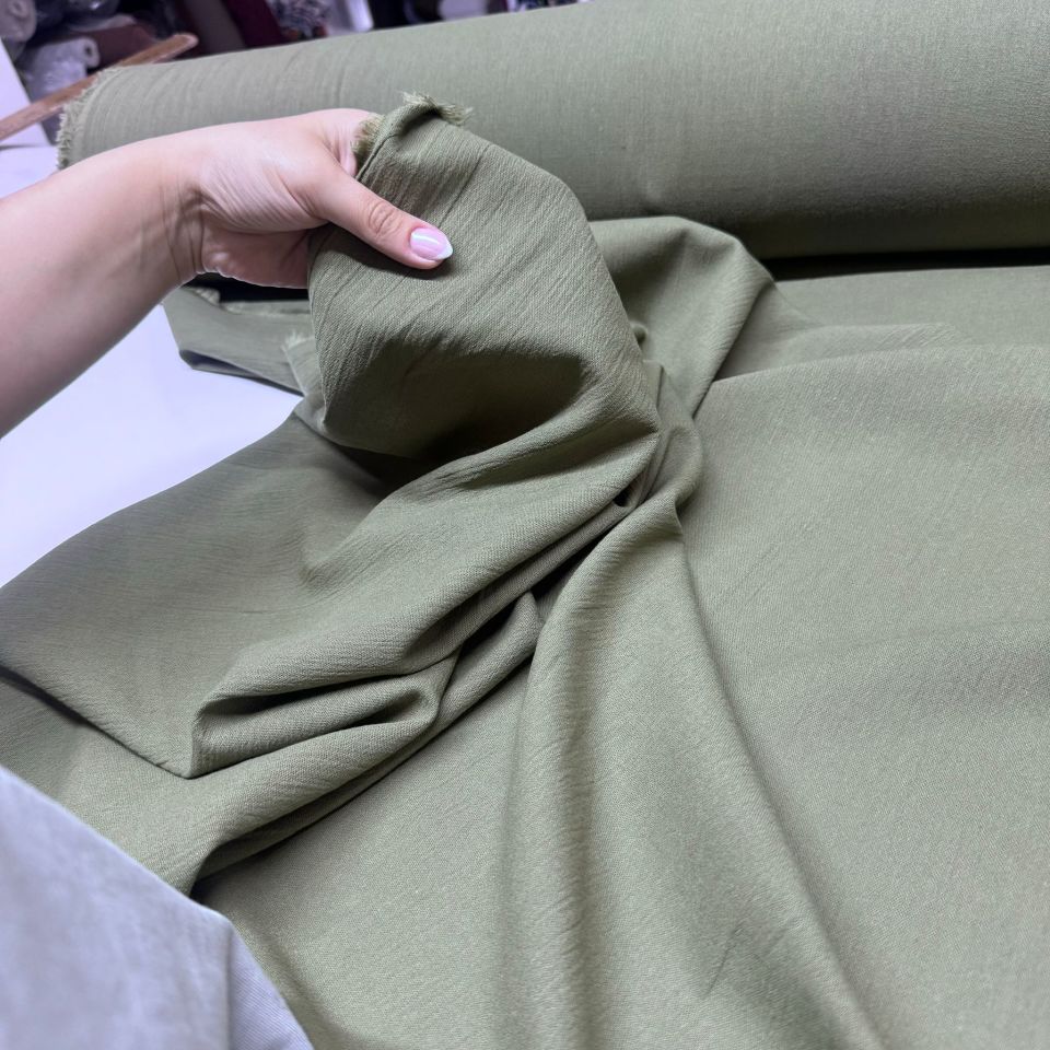 Organik Pamuk Şile Bezi Kumaş Canlı Haki Renk