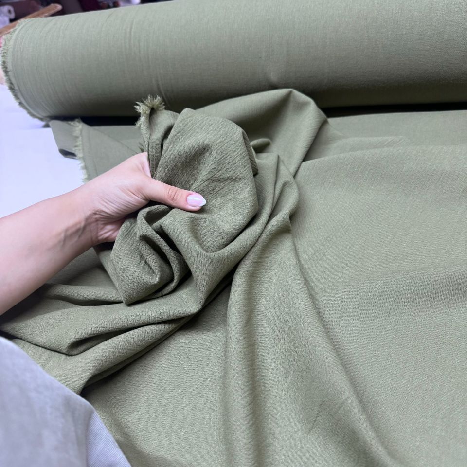 Organik Pamuk Şile Bezi Kumaş Canlı Haki Renk