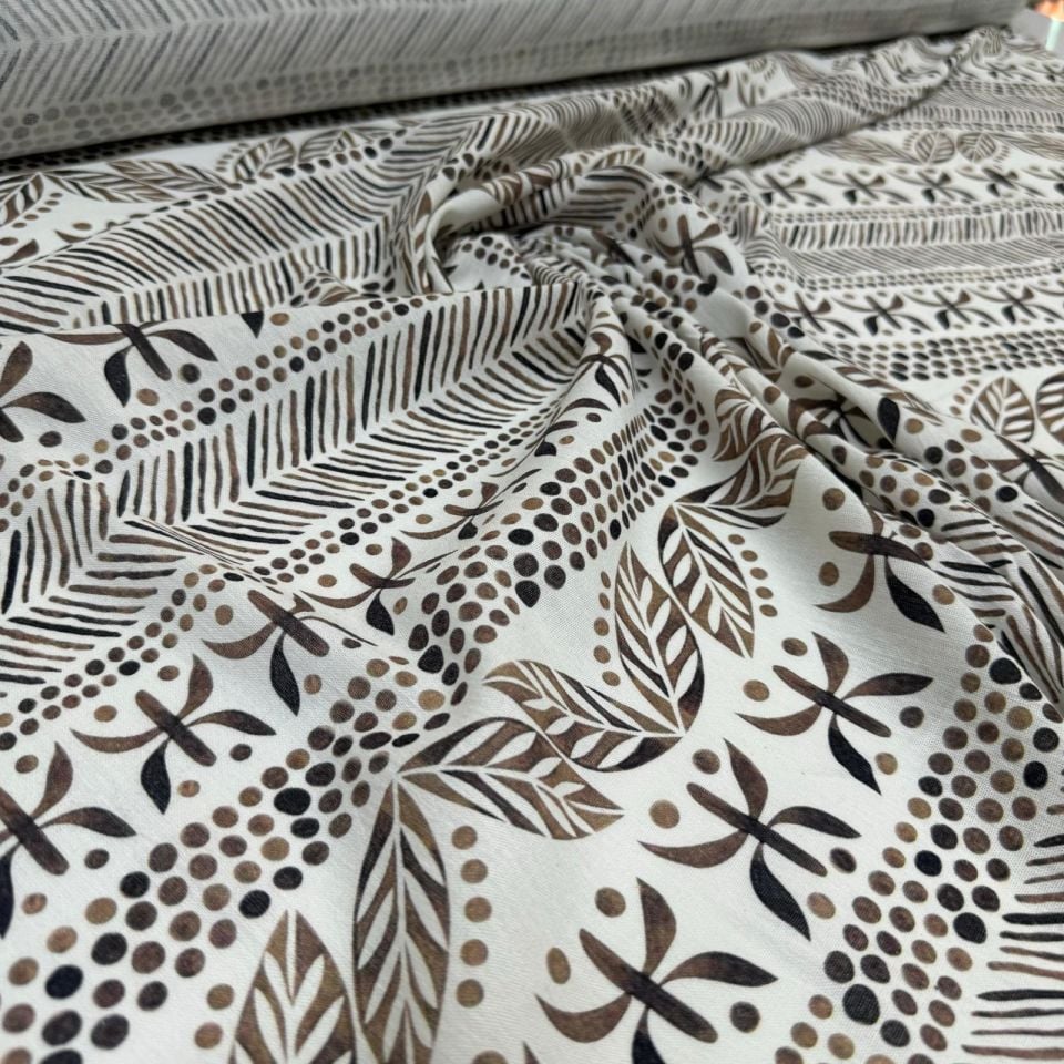 Organik Pamuk Şile Bezi Kumaş %100 Pamuk Etnik Desenli