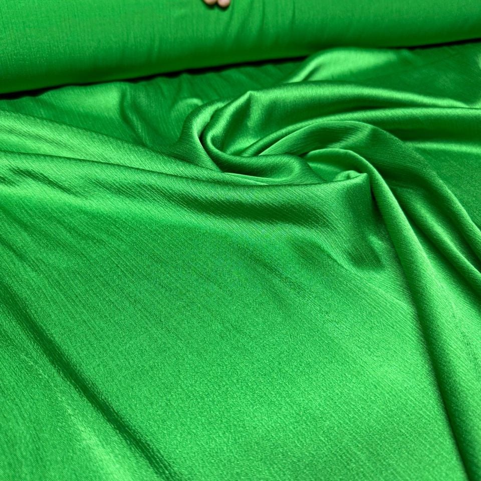 Pamuk Saten Viskon Kumaş Çift En Parlak Canlı Yeşil