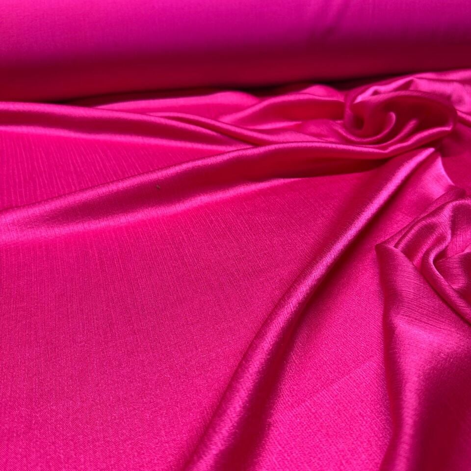 Pamuk Saten Viskon Kumaş Çift En Parlak Şeker Pembe