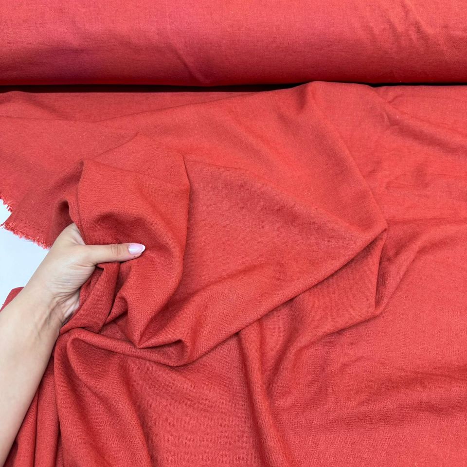 Keten Viskon Kumaş %100 Pamuk Kiremit Renk