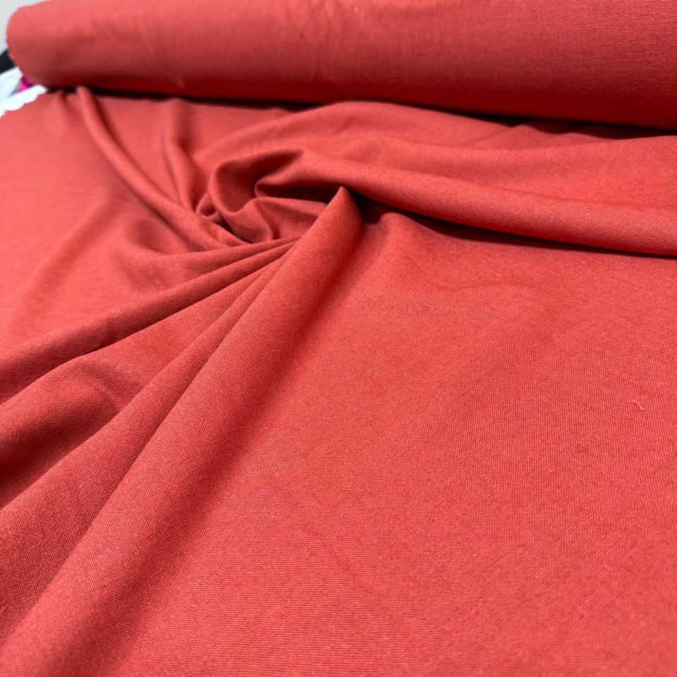 Keten Viskon Kumaş %100 Pamuk Kiremit Renk