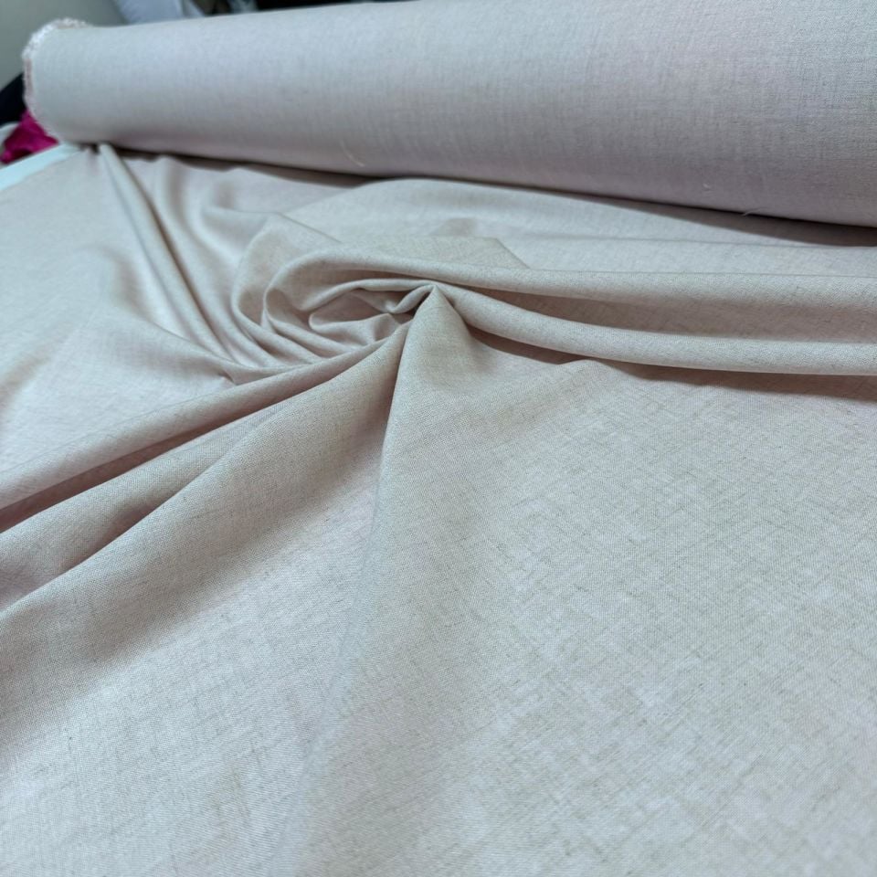 Keten Viskon Kumaş %100 Pamuk Pudra Pembe