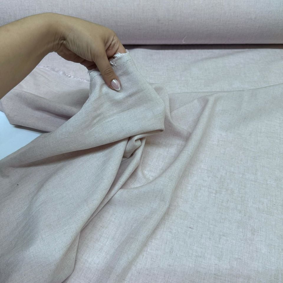 Keten Viskon Kumaş %100 Pamuk Pudra Pembe