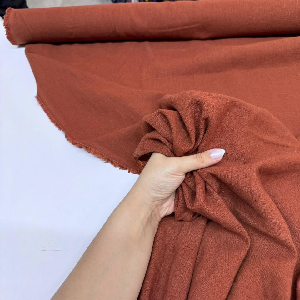 Keten Viskon Kumaş %100 Pamuk Taba Renk