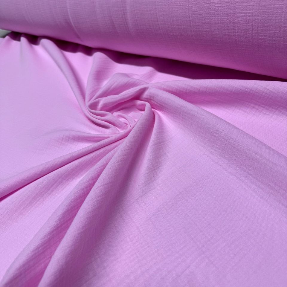 Çift Kat Müslin Kumaş En 150 cm  %100 Pamuk Organik Toz Pembe Renk