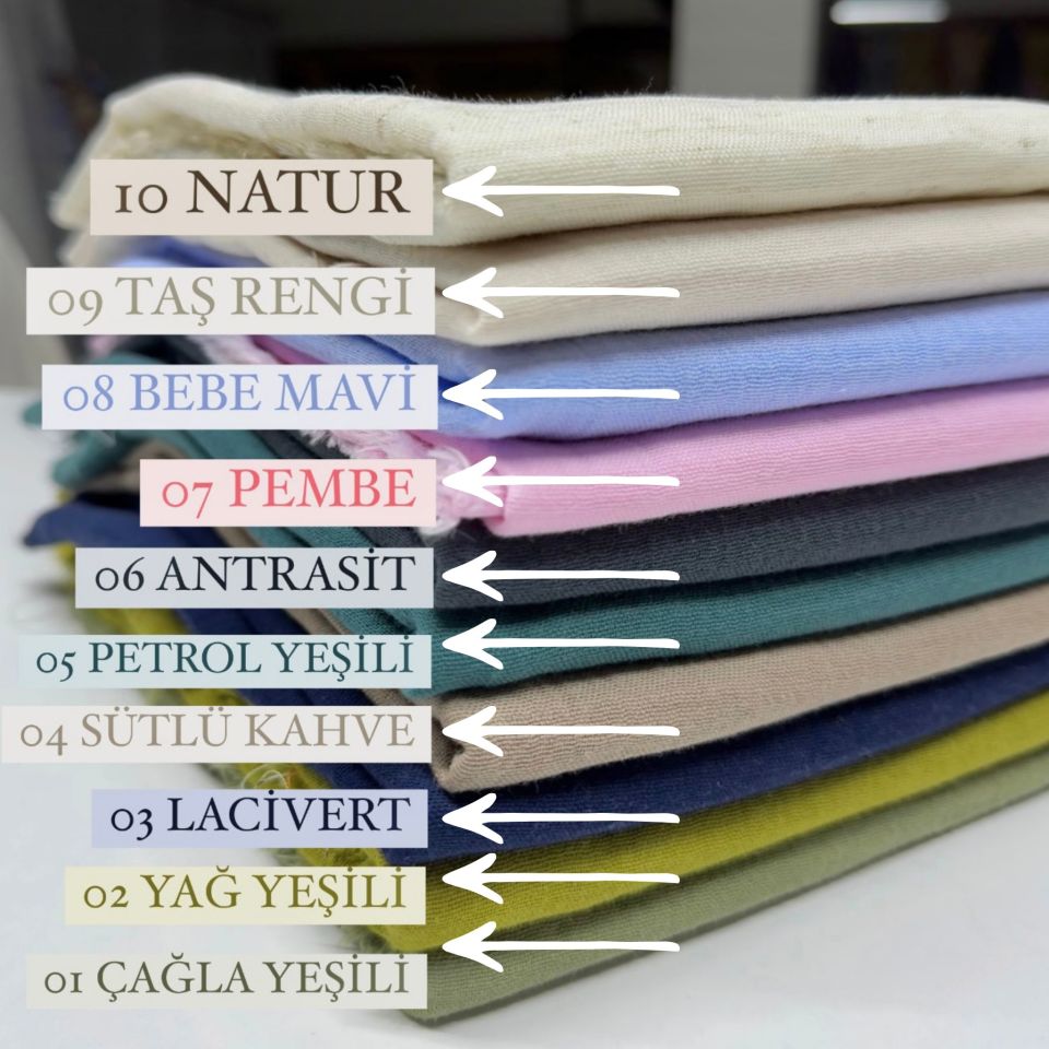 Çift Kat Müslin Kumaş En 150 cm  %100 Pamuk Organik Bebe Mavi