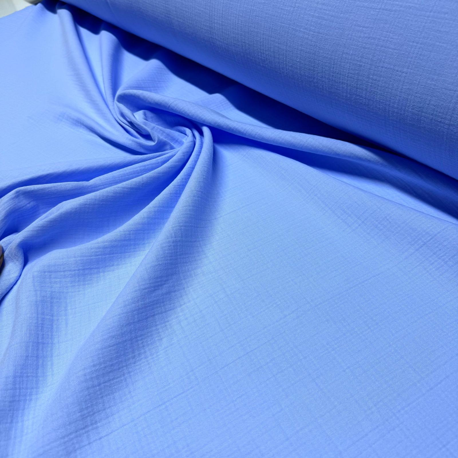 Çift Kat Müslin Kumaş En 150 cm  %100 Pamuk Organik Bebe Mavi