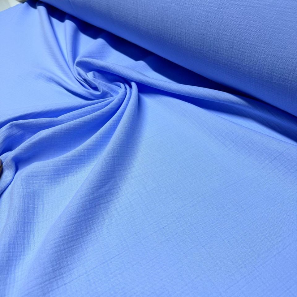 Çift Kat Müslin Kumaş En 150 cm  %100 Pamuk Organik Bebe Mavi