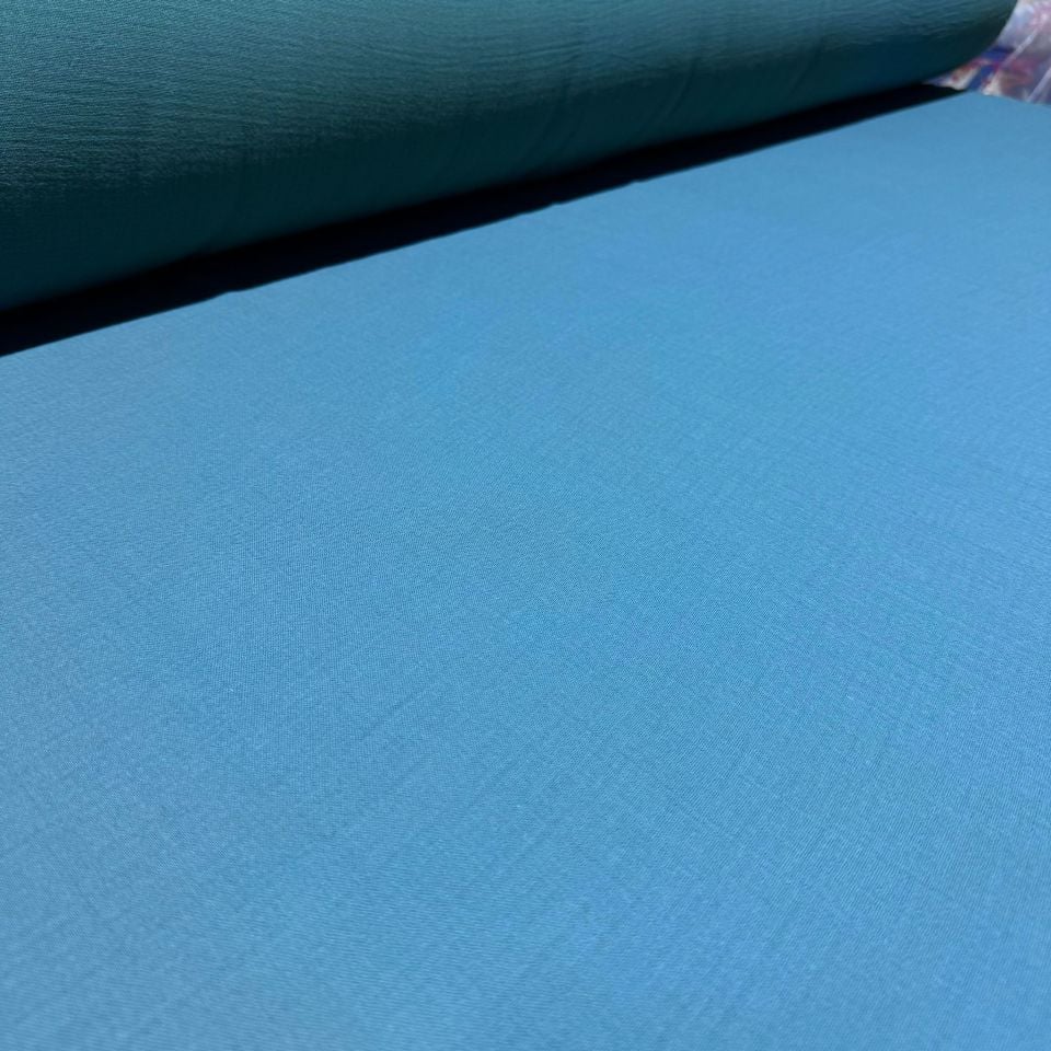 Çift Kat Müslin Kumaş En 150 cm  %100 Pamuk Organik Petrol Yeşili Renk